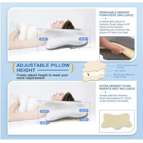 G328 Pain Relief Premium Memory Foam Cervical Pillow for Neck Support Queen Size - Picture 3 of 5